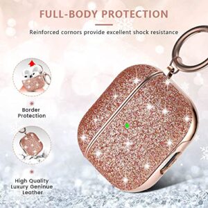 Valkit for Apple Airpods 3 Case Cover 2021 Bling Sparkle, Luxury Glossy Hard Shell Scratch Resistant Drop Proof Protective with Keychain for Glitter AirPods 3 Generation Charging Case - Golden