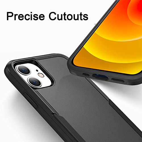 Hsefo Designed Compatible with iPhone 12 Case and 12 Pro Case, Heavy Duty Protection Shockproof Dropproof Dustproof Anti-Scratch Phone Case Cover for 12 and 12 Pro -Black