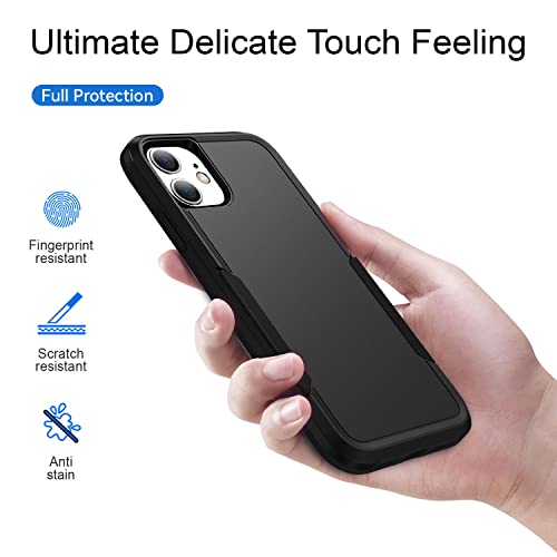 Hsefo Designed Compatible with iPhone 12 Case and 12 Pro Case, Heavy Duty Protection Shockproof Dropproof Dustproof Anti-Scratch Phone Case Cover for 12 and 12 Pro -Black