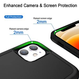 Hsefo Designed Compatible with iPhone 12 Case and 12 Pro Case, Heavy Duty Protection Shockproof Dropproof Dustproof Anti-Scratch Phone Case Cover for 12 and 12 Pro -Black