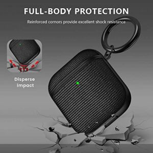 Valkit for Apple Airpods 2nd Generation Case with Lanyard, Premium Knit Fabric and PC Lining Scratch Resistant Drop Proof Protective Cover for Women Girl Airpods 2 & 1 Charging Case - Black