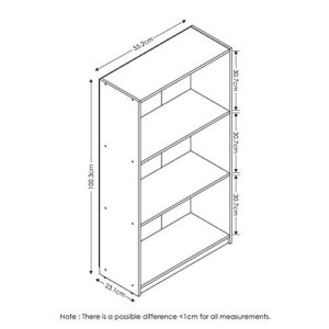 Furinno Basic 3-Tier Bookcase Storage Shelves, Light Cherry & Turn-N-Tube End Table, 1-Pack, Light Cherry/Black