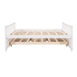 Harper & Bright Designs Full Storage Daybed with Trundle Captain’s Bed with Drawers, Wood Bed Frame for Kids Guests (Full Size, White)