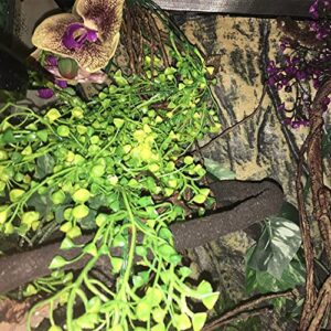 MUYG Reptile Hanging Plants,Bearded Dragon Plastic Flexible Fake Vines Plant Leaves with Suction Cup Lizards Terrarium Habitat Decorations for Geckos Turtles Snake Frog Chameleon(2 Pcs)