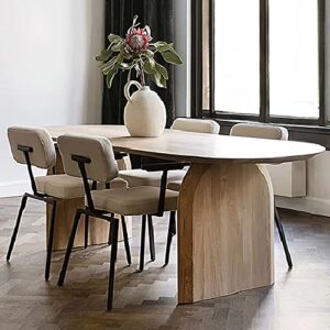 BAYCHEER Modern Solid Wood Top Oval Dinette Table Wood Base Dining Table for Living Room - Natural Wood 63" L x 27.6" W x 29.5" H (Table Only)