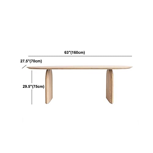 BAYCHEER Modern Solid Wood Top Oval Dinette Table Wood Base Dining Table for Living Room - Natural Wood 63" L x 27.6" W x 29.5" H (Table Only)
