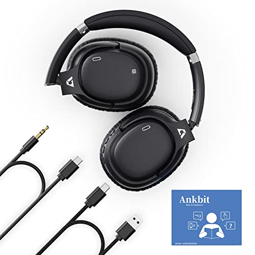 Ankbit E600 Bluetooth Headphones Over The Ear with AptX HD&Low Latency, 60H Playtime Headphones Over Ear with Active CVC 8.0 Call Noise Reduction Built-in MIC and Voice Assistance for Travel and Home