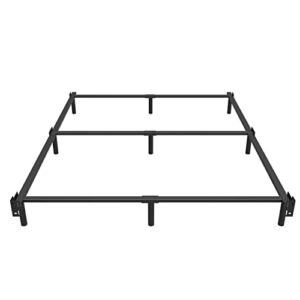 emoda 7 inch king bed frame base for box spring and mattress, 9 legs heavy duty metal bedframe tool-free and easy assembly, black