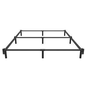 EMODA 7 Inch King Bed Frame Base for Box Spring and Mattress, 9 Legs Heavy Duty Metal Bedframe Tool-Free and Easy Assembly, Black