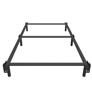 emoda metal twin bed frames support base for box spring and mattress, 7 inch sturdy platform tool-free and easy assembly, black