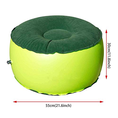 DYZD Multi-Scene Flocking Lightweight Inflatable Footrest Yoga Boarding Cushion Fashion Outdoor Leisure Lounge Chair(Green)