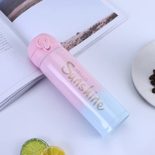 OBR Thermal Water Bottle, Kids Insulated Water Bottle Stainless Steel Water Bottles for School, 500ml/17oz Leak Proof Vacuum Flask for Hot and Cold Drinks, Gradient Pink and Blue