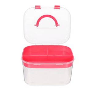 milisten double layer plastic sewing box, multipurpose plastic storage container organizer box, portable handled storage organizer box for art, craft, sewing cosmetic storage, red