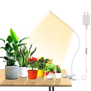 grow light for indoor plants, suwitu 6000k full spectrum plant light, clip-on led grow lights, plant grow light for succulents small plants, auto on/off timing, 1 head 3 lighting modes & 10 dimming