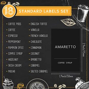 54 Pieces Coffee Syrup Labels Coffee Bar Labels Black Minimalist Labels Stickers for Organization Labels Waterproof Labels for Glass Coffee Labels for Coffee Syrup Bottles