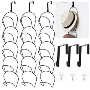 abuff 15pcs rings cap rack, hanging wig hat racks, hat rack hanger holder baseball caps rack holder for hat clothes scarf bag rack organizer(black)