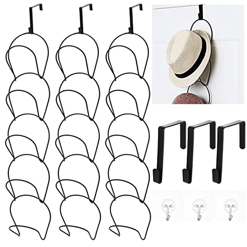 ABuff 15Pcs Rings Cap Rack, Hanging Wig Hat Racks, Hat Rack Hanger Holder Baseball Caps Rack Holder for Hat Clothes Scarf Bag Rack Organizer(Black)