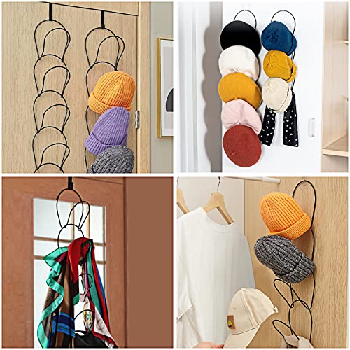 ABuff 15Pcs Rings Cap Rack, Hanging Wig Hat Racks, Hat Rack Hanger Holder Baseball Caps Rack Holder for Hat Clothes Scarf Bag Rack Organizer(Black)