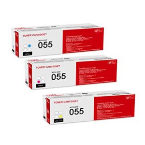 3 pack 055 c/m/y toner cartridge: compatible crg-055 replacement for canon i-sensys lbp660 mf740 series imageclass lbp660c lbp664cdw lbp664cx mf740c mf741cdw mf743cdw mf746cdw mf740 series printer