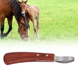 CHICIRIS Hoof Knife, 7.7in Right Hand Hoof Trimmer Crimping Farrier Tool with Ergonomic Wood Handle for Cows Horses Goats, Brown