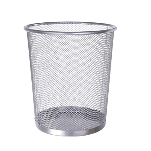 Cabilock Trash Can Stainless Metal Mesh Wastebasket Garbage Container Retro Waste Bin Steel Mesh Garbage