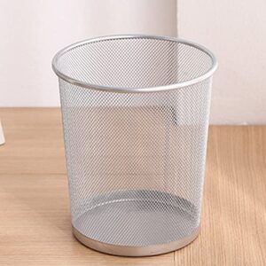 Cabilock Trash Can Stainless Metal Mesh Wastebasket Garbage Container Retro Waste Bin Steel Mesh Garbage