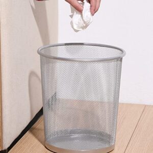 Cabilock Trash Can Stainless Metal Mesh Wastebasket Garbage Container Retro Waste Bin Steel Mesh Garbage