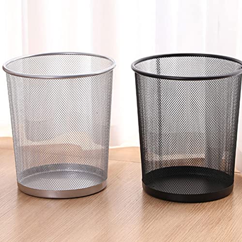 Cabilock Trash Can Stainless Metal Mesh Wastebasket Garbage Container Retro Waste Bin Steel Mesh Garbage