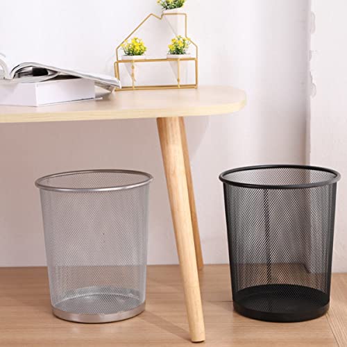 Cabilock Trash Can Stainless Metal Mesh Wastebasket Garbage Container Retro Waste Bin Steel Mesh Garbage