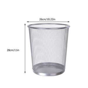 Cabilock Trash Can Stainless Metal Mesh Wastebasket Garbage Container Retro Waste Bin Steel Mesh Garbage