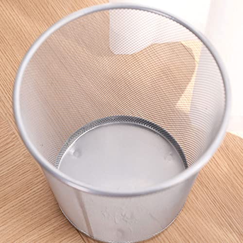 Cabilock Trash Can Stainless Metal Mesh Wastebasket Garbage Container Retro Waste Bin Steel Mesh Garbage