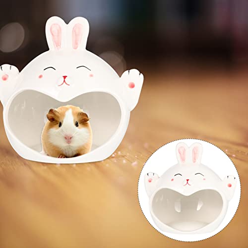 POPETPOP Lovely Guinea Pig Bed Cool Hamster House Hideout Ceramic Bed Small Pet Ceramic House Lovely Guinea Pig Bed Hedgehog Hideout