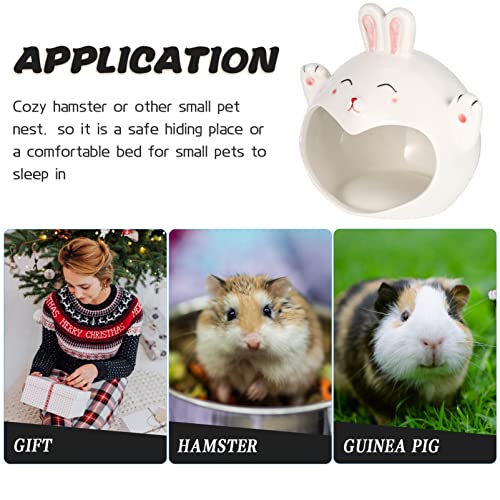 POPETPOP Lovely Guinea Pig Bed Cool Hamster House Hideout Ceramic Bed Small Pet Ceramic House Lovely Guinea Pig Bed Hedgehog Hideout