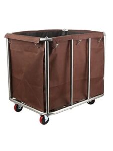 large laundry basket cart with wheels 400l rolling cart heavy duty linen and clothes storage organization for hotels or hospital laundry(color : brown)