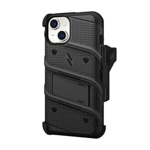 ZIZO Bolt Bundle for iPhone 14 (6.1) Case with Screen Protector Kickstand Holster Lanyard - Black