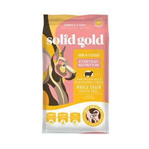 solid gold hund n flocken - dry dog food w/lamb, rice & pearled barley - digestive probiotics for dogs - gut health & immune support - gluten free - omega 3, superfoods & antioxidants - 24 lb