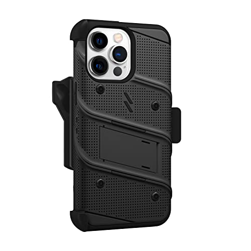 ZIZO Bolt Bundle for iPhone 14 Pro Max (6.7) Case with Screen Protector Kickstand Holster Lanyard - Black