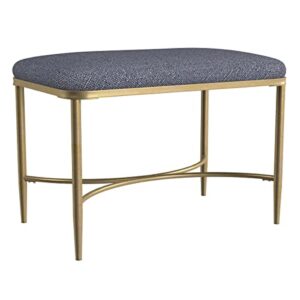 hillsdale, wimberly modern backless metal vanity stool with rectangular seat for makeup room or bathroom, gold with blue