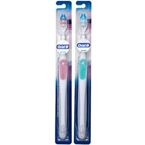 oral-b gum care extra soft toothbrush for sensitive teeth and gums, compact small head, (colors vary) - pack of 2