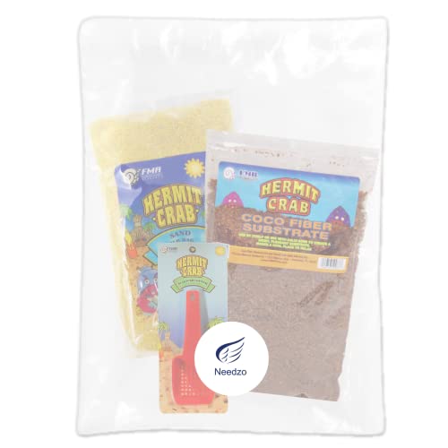 Needzo Natural Terrarium Supplies for Hermit Crabs and Reptiles, Loose Coco Fiber Substrate, 2 Pound Sand Bag, and Scooper Sifter, Bulk Terrarium Supplies, 3 Items
