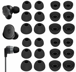 12 pairs ear tips buds compatible with skullcandy in-ear earphone, replacement flexible silicone eartips earbuds accessories compatible with skullcandy dime/sesh evo/jib/ink'd+ - black