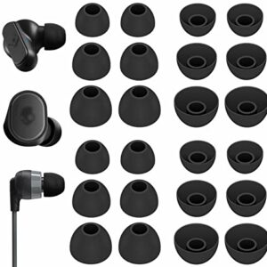 12 Pairs Ear Tips Buds Compatible with Skullcandy in-Ear Earphone, Replacement Flexible Silicone Eartips Earbuds Accessories Compatible with Skullcandy Dime/Sesh Evo/Jib/Ink'd+ - Black