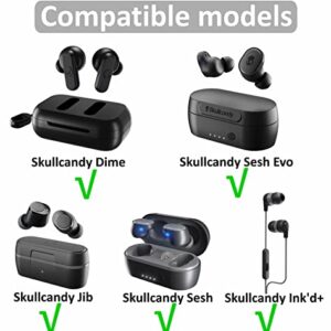 12 Pairs Ear Tips Buds Compatible with Skullcandy in-Ear Earphone, Replacement Flexible Silicone Eartips Earbuds Accessories Compatible with Skullcandy Dime/Sesh Evo/Jib/Ink'd+ - Black