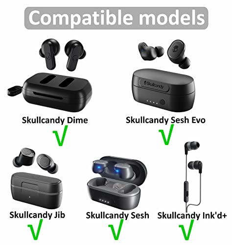 12 Pairs Ear Tips Buds Compatible with Skullcandy in-Ear Earphone, Replacement Flexible Silicone Eartips Earbuds Accessories Compatible with Skullcandy Dime/Sesh Evo/Jib/Ink'd+ - Black