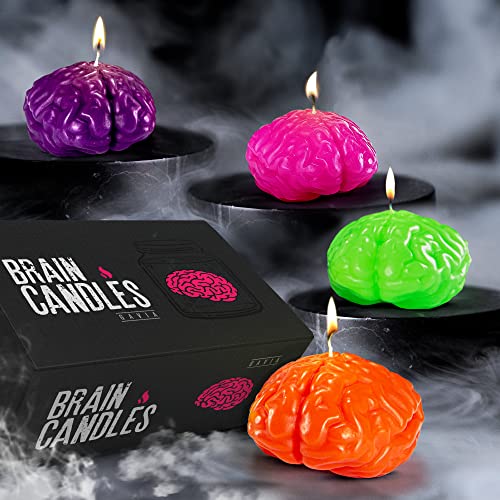 GAVIA Brain Candles - Scented Halloween Candles - Gothic Decor - Skull Decor - Gothic Candle Holder - Spooky Candle Holder - Gothic Home Decor - Spooky Gifts - Goth Room Decor - Pink & Purple