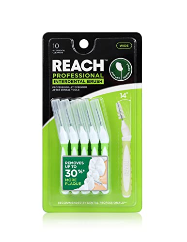 REACH Interdental Brush Wide 1.3mm Floss Bundle | Removes up to 30% More Plaque | Special Designed for Gum Protection, PFAS Free | 10 Brushes (Pack of 6)