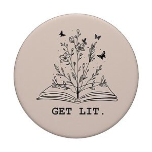 Get Lit Library Book Wildflowers Lovers Literature Teacher PopSockets Standard PopGrip