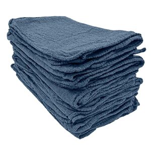 detailer's preference automotive shop towels, cotton, 11"x12", blue, 50 pack