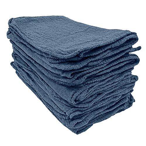 Detailer's Preference Automotive Shop Towels, Cotton, 11"x12", Blue, 50 Pack