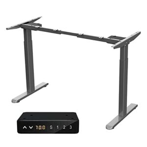 ergomore standing desk frame dual motor height adjustable desk frame standing desk legs with memory preset & usb port for home and office (black)